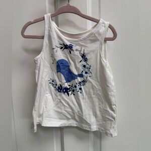 The Children's Place 2T Girls Blue and White Bird Floral Tank Top Shirt Blouse